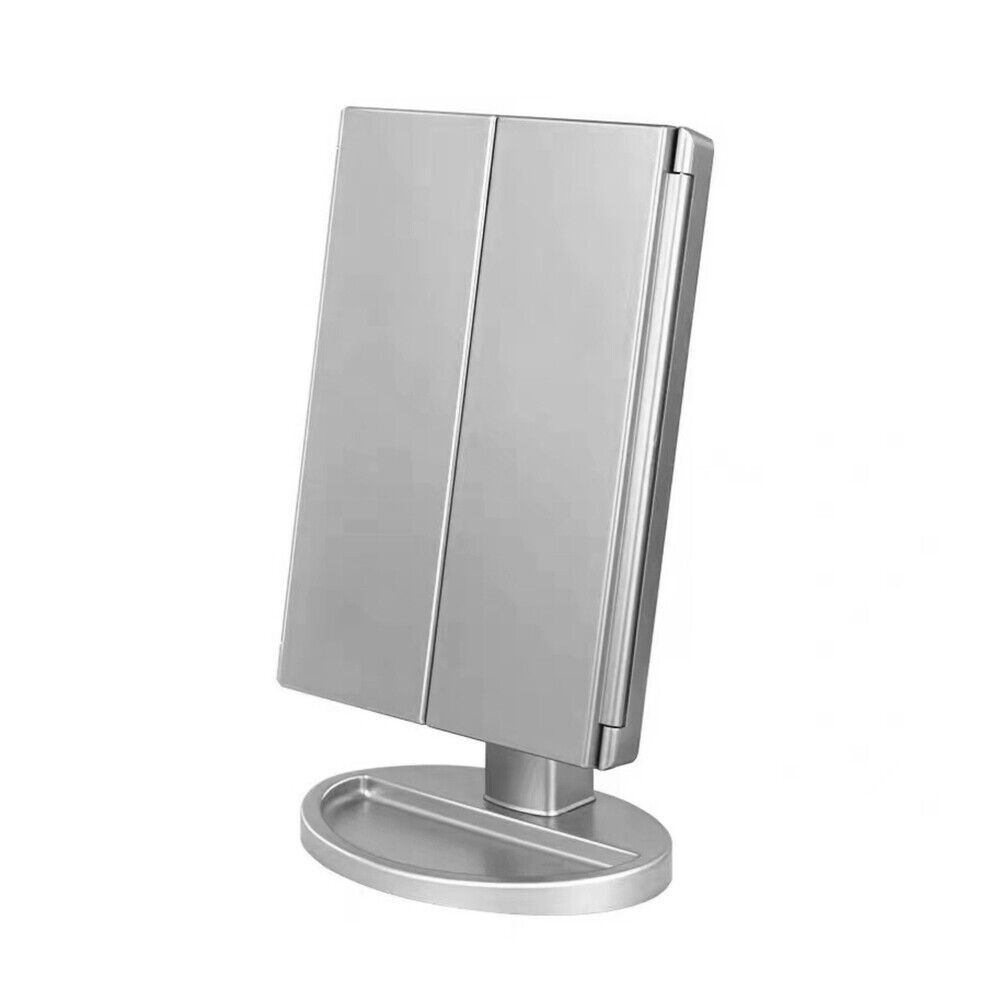 US USB LED Tri-Fold 2X 3X 10X Magnifying Makeup Mirror Touch Screen Standing
