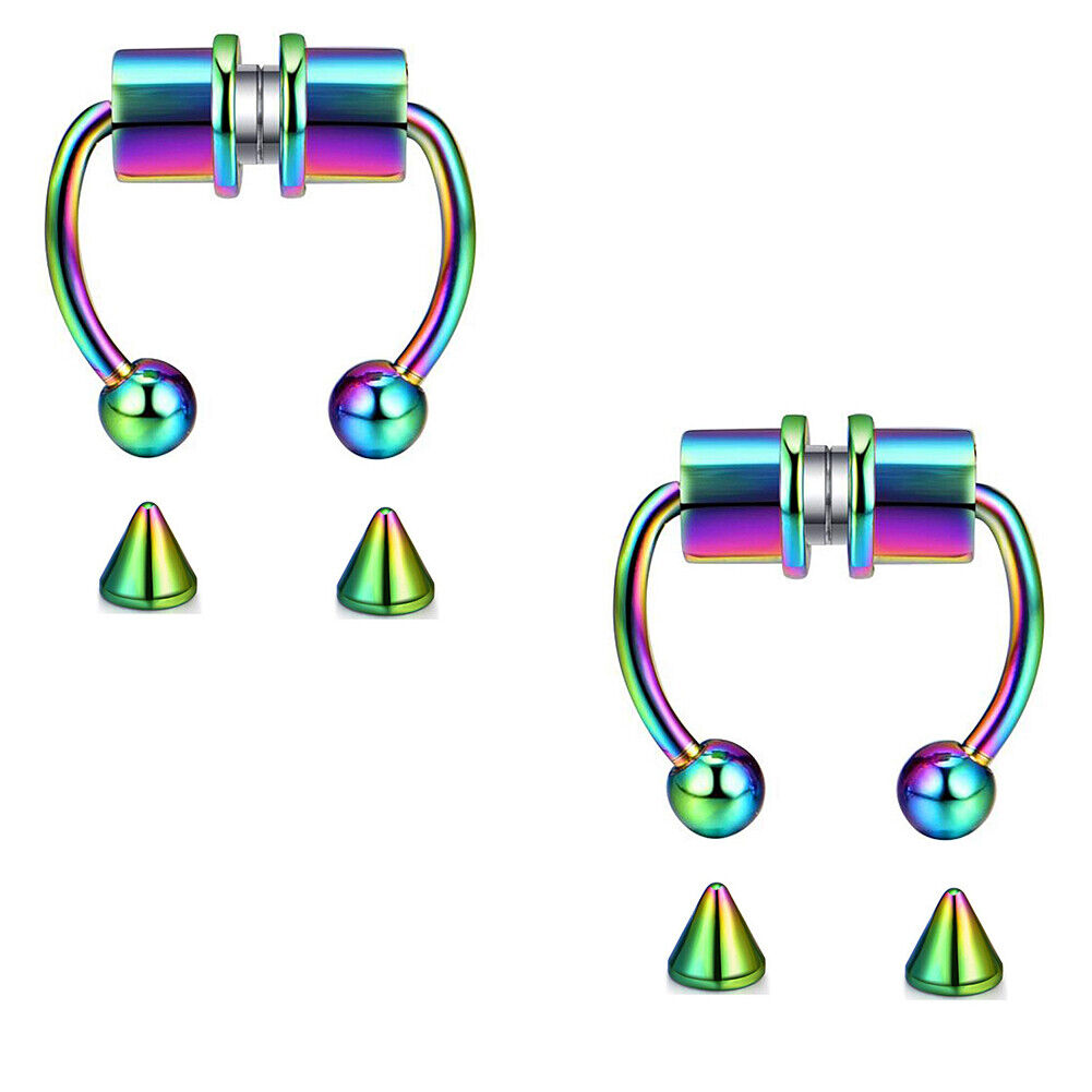 US 1-2 Pcs Magnetic Septum Nose Ring Stainless Steel Fake Non Piercing Nose Clip