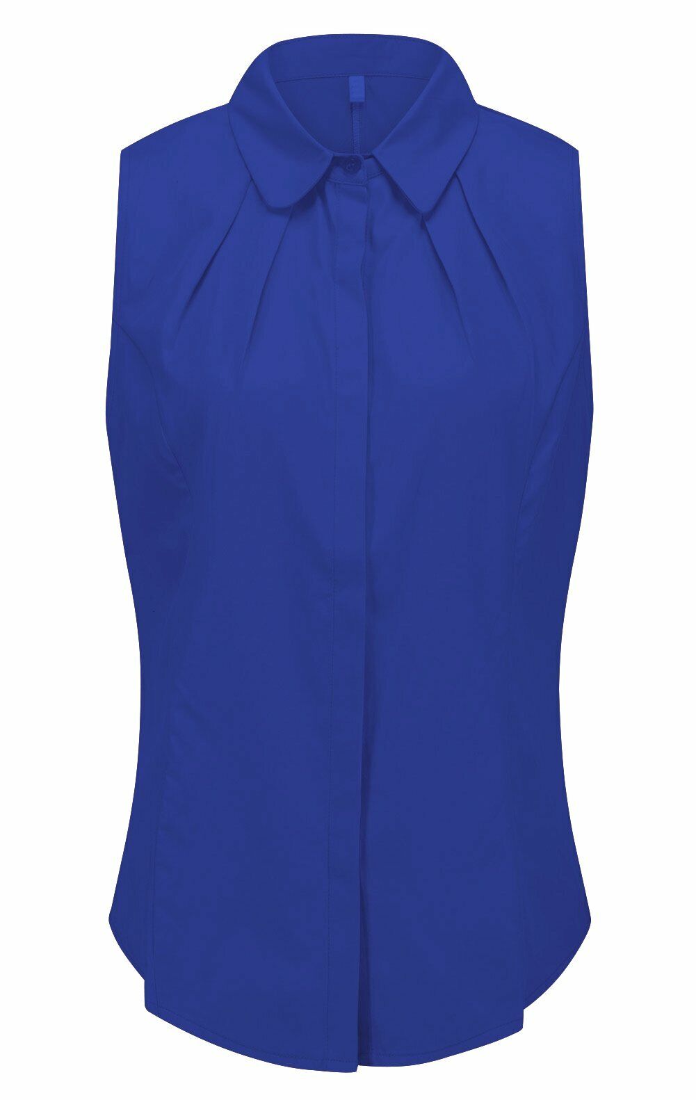 Women's Cotton Sleeveless Button Down Shirt Collared Pleated Blouse