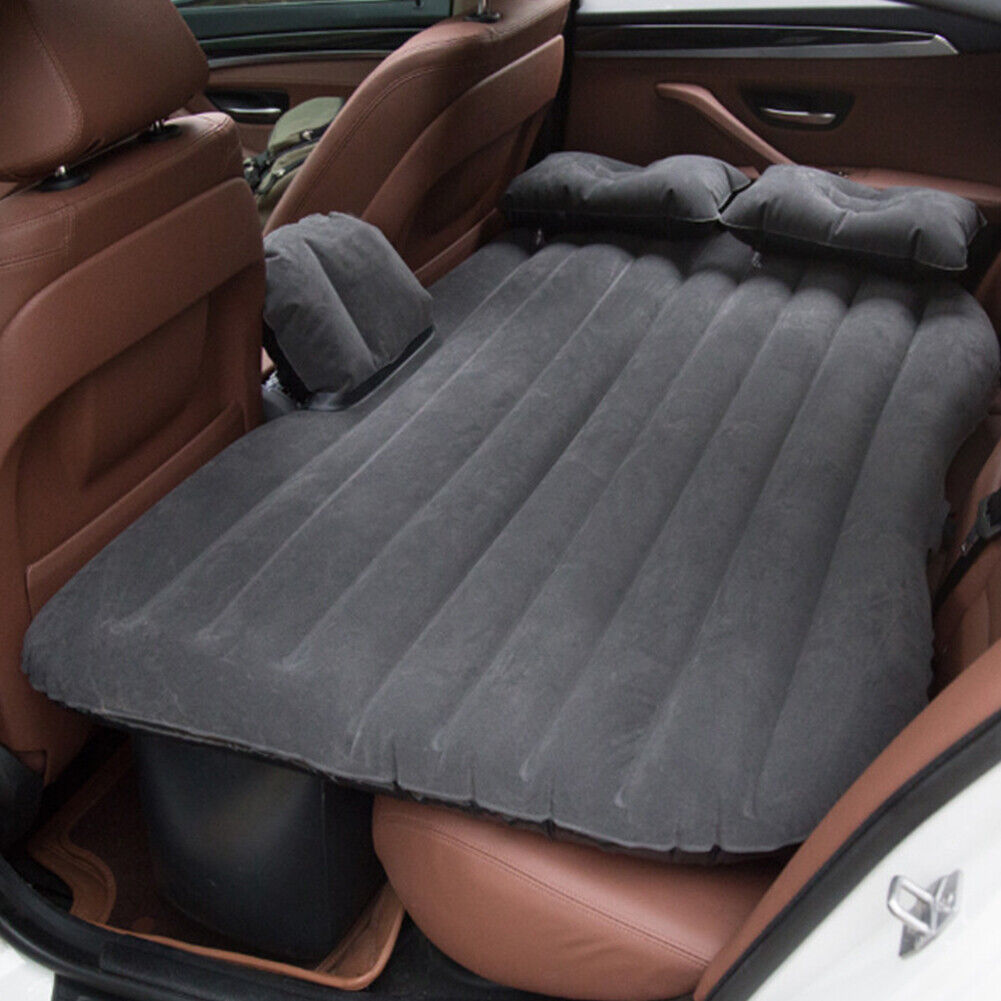 US Inflatable Travel Car Mattress Air Bed Back Seat Sleep Rest Mat 2 Pillow Pump