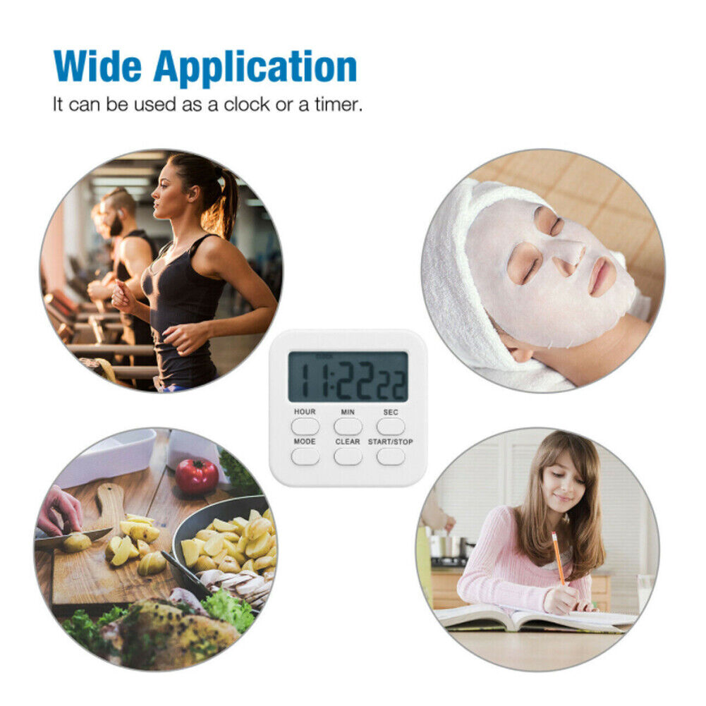 US 2-4 Pcs Magnetic Digital Kitchen Folding Timer Loud Alarm Count Up Down Clock