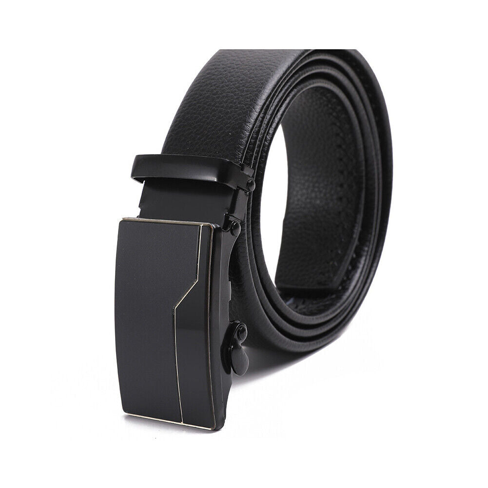 US Mens Belt Leather Ratchet Dress Belt with Automatic Sliding Buckle Adjustable