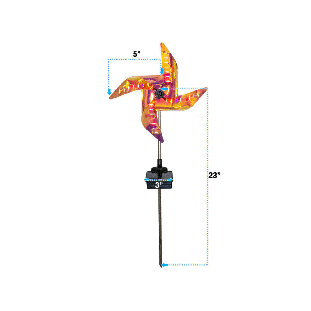US 2-4 Pcs Solar LED Windmill Spinner RGB Wind Outdoor Catcher Patio Holiday