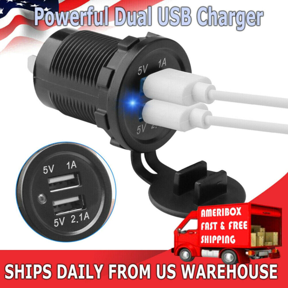 US 2-4 Pcs USB Dual Port Car Phone Quick Charger Socket Adapter Power Outlet 12V