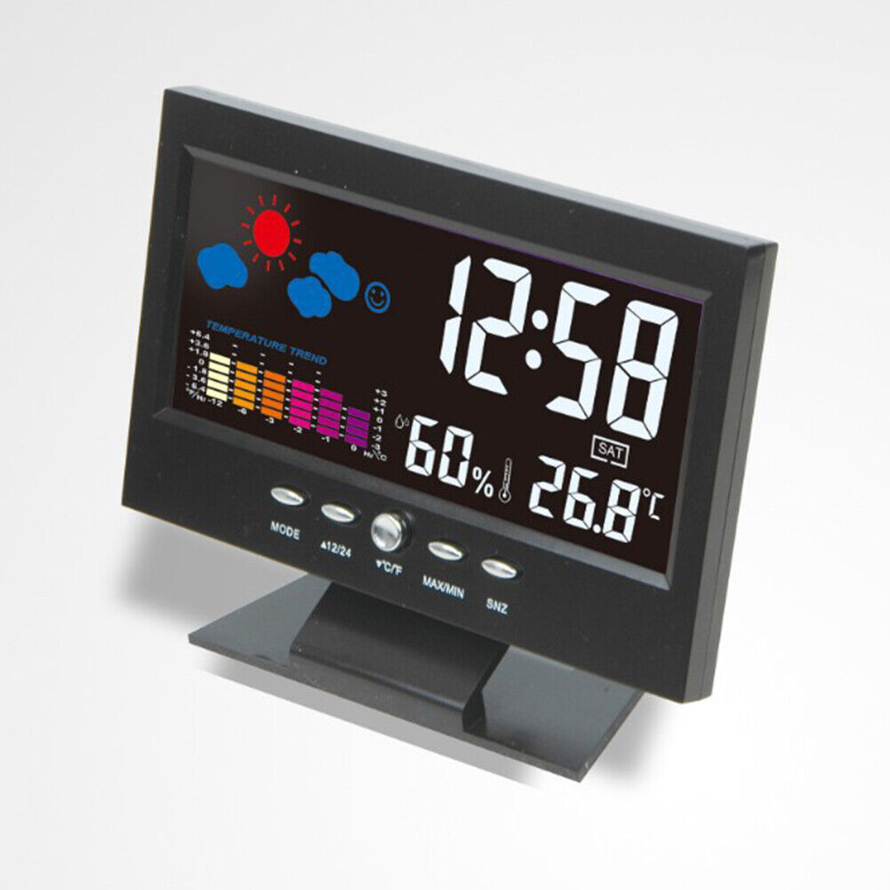 US 1-2 Pack Projection Alarm Clock Bedrooms Weather Temperature Humidity Station
