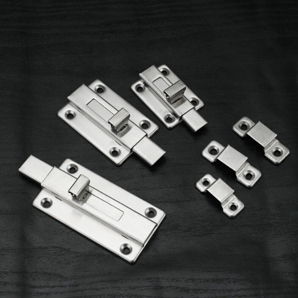 US 4-8 Pack Door Bolts Stainless Steel Latch Sliding Lock Surface Slide Keyless