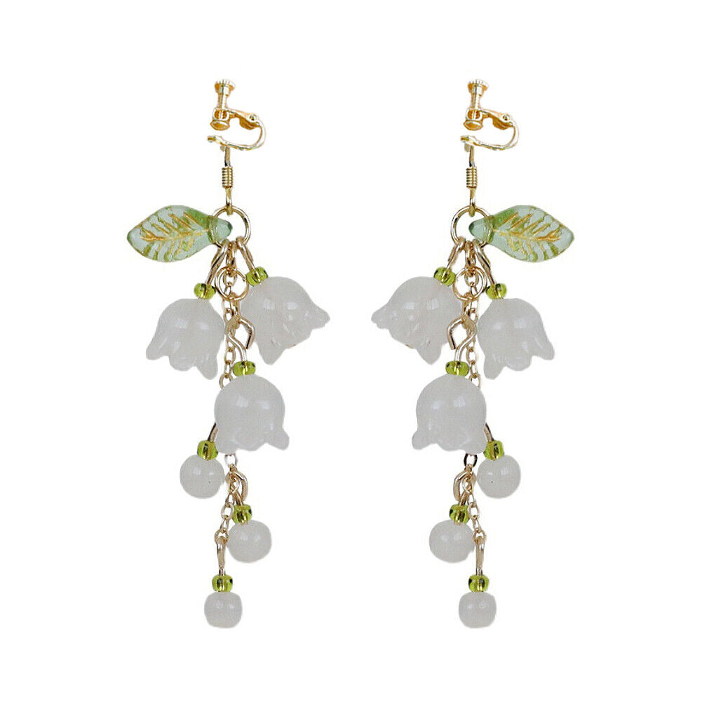 US Lily Of The Valley Chandelier Earrings Flower Floral Handmade Hook Earrings