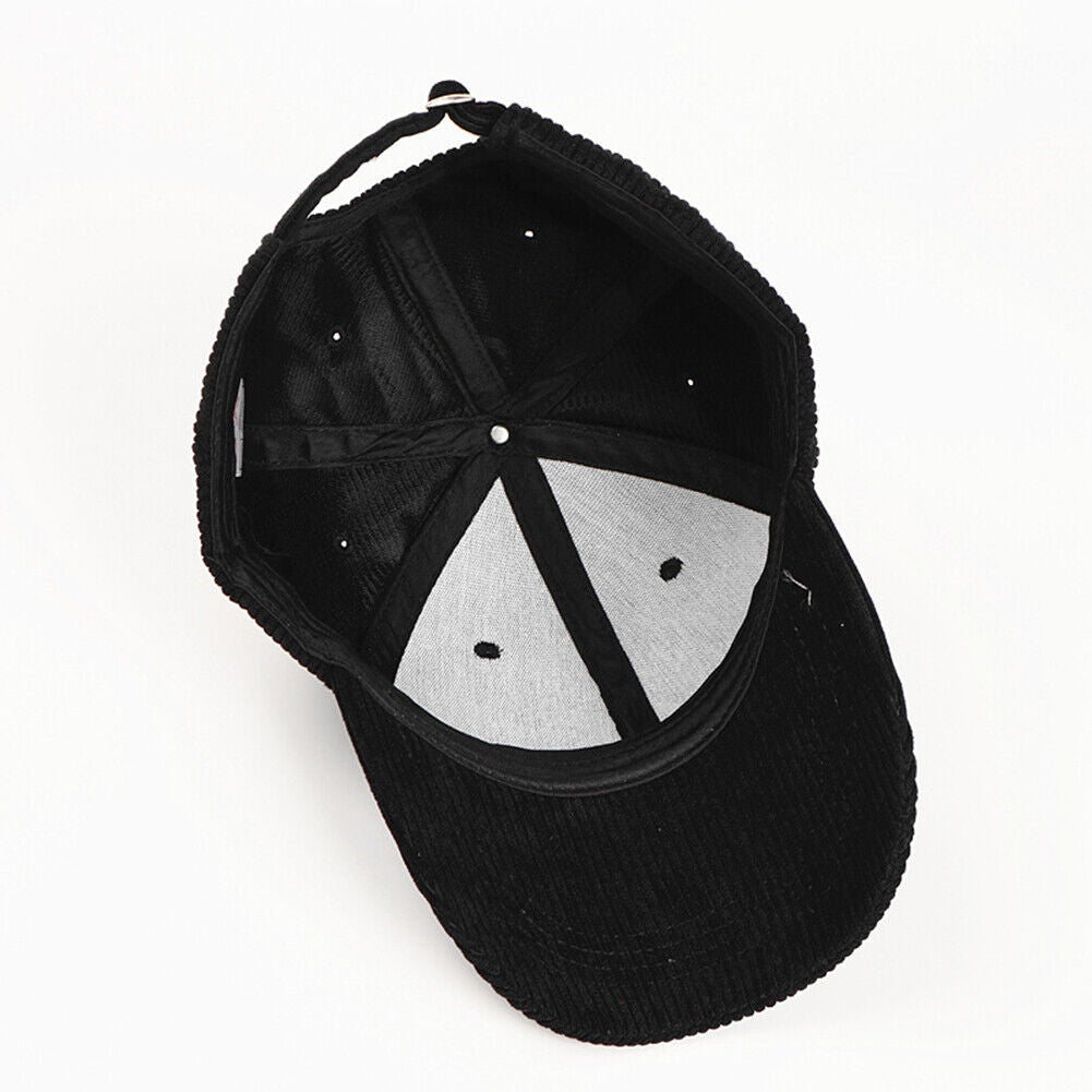 US 1-2 Pcs Cotton Corduroy Baseball Cap Classic Adjustable Plain Hat Warm Unisex