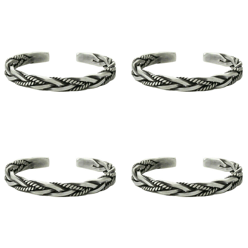 US 2-4 Pcs 925 Sterling Silver Bracelet Open Handmade Vintage Twist Cuff