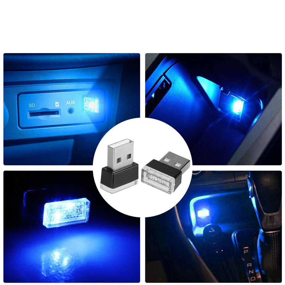 US 6-12 Mini White Blue Yellow Red Green LED USB Car Interior Atmosphere Light