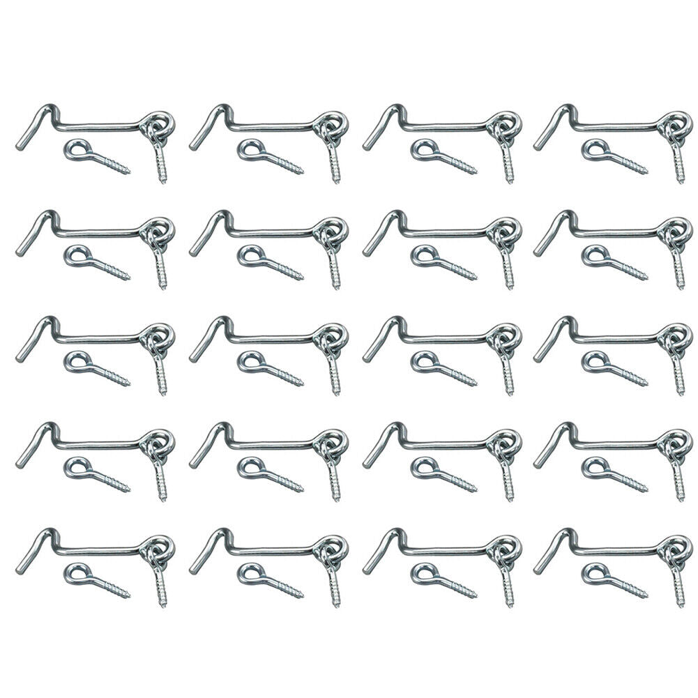 US 20-40 Sets 2'' Zinc Plated Steel Hook & Eye Door Cabin Latch Farm Barn Hook