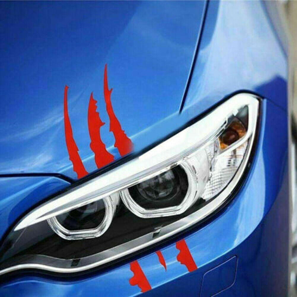 US 2-4Pc Monster Claw Mark Scratch Car Headlight Sticker Stripe Reflective Decal
