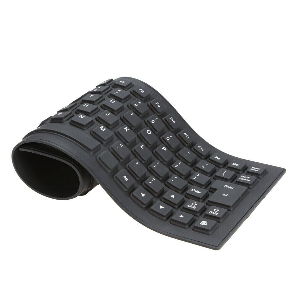 US 1-2 Pc Waterproof Silicone Keyboard Foldable Flexible USB Dustproof Full Size