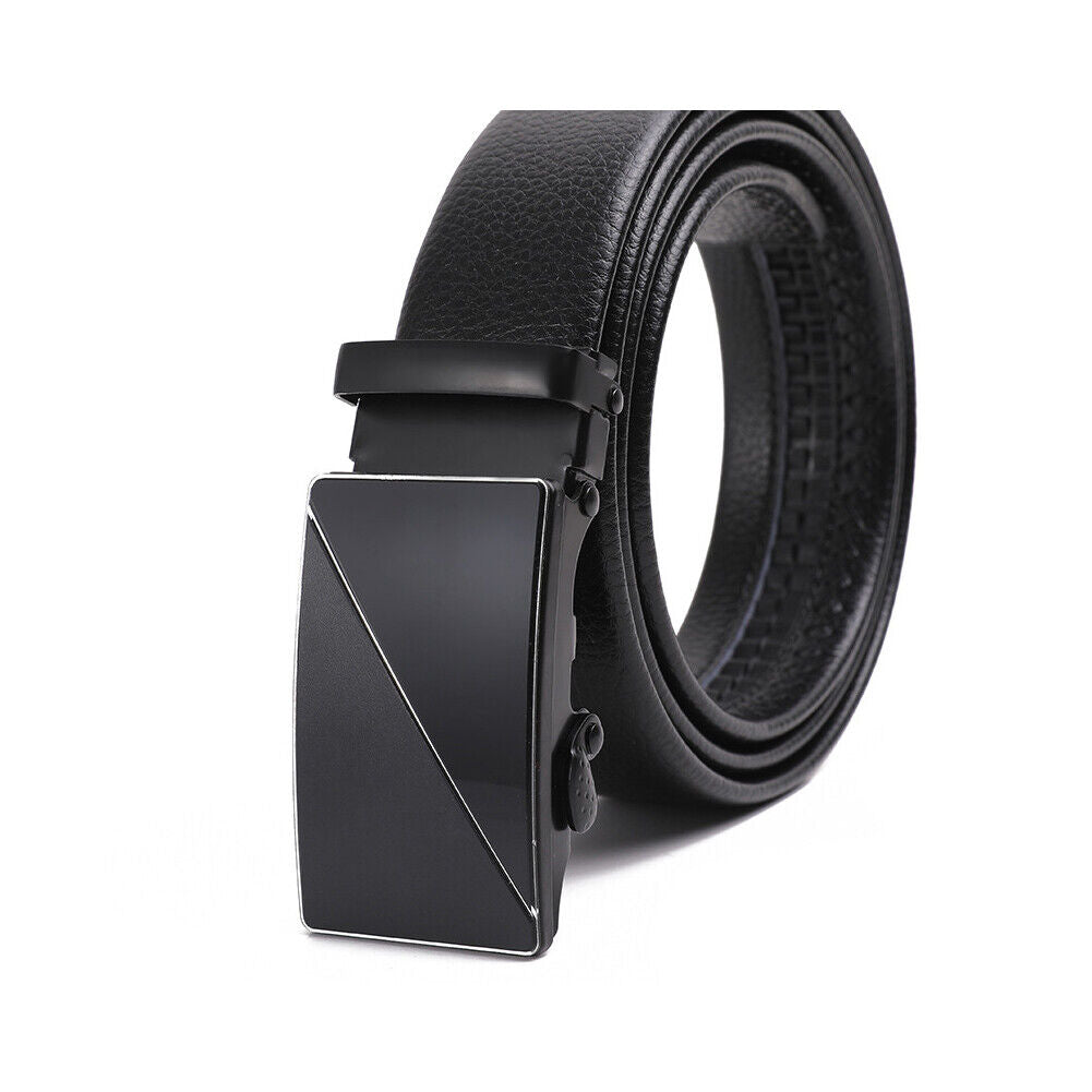 US Mens Belt Leather Ratchet Dress Belt with Automatic Sliding Buckle Adjustable