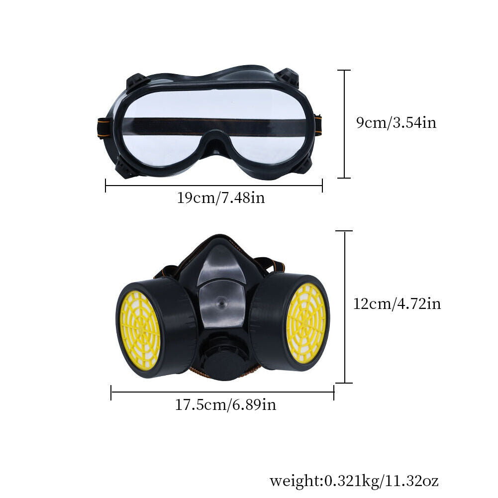 US 1-2Pc Emergency Survival Safety Respiratory GasMask Goggles Protection Filter