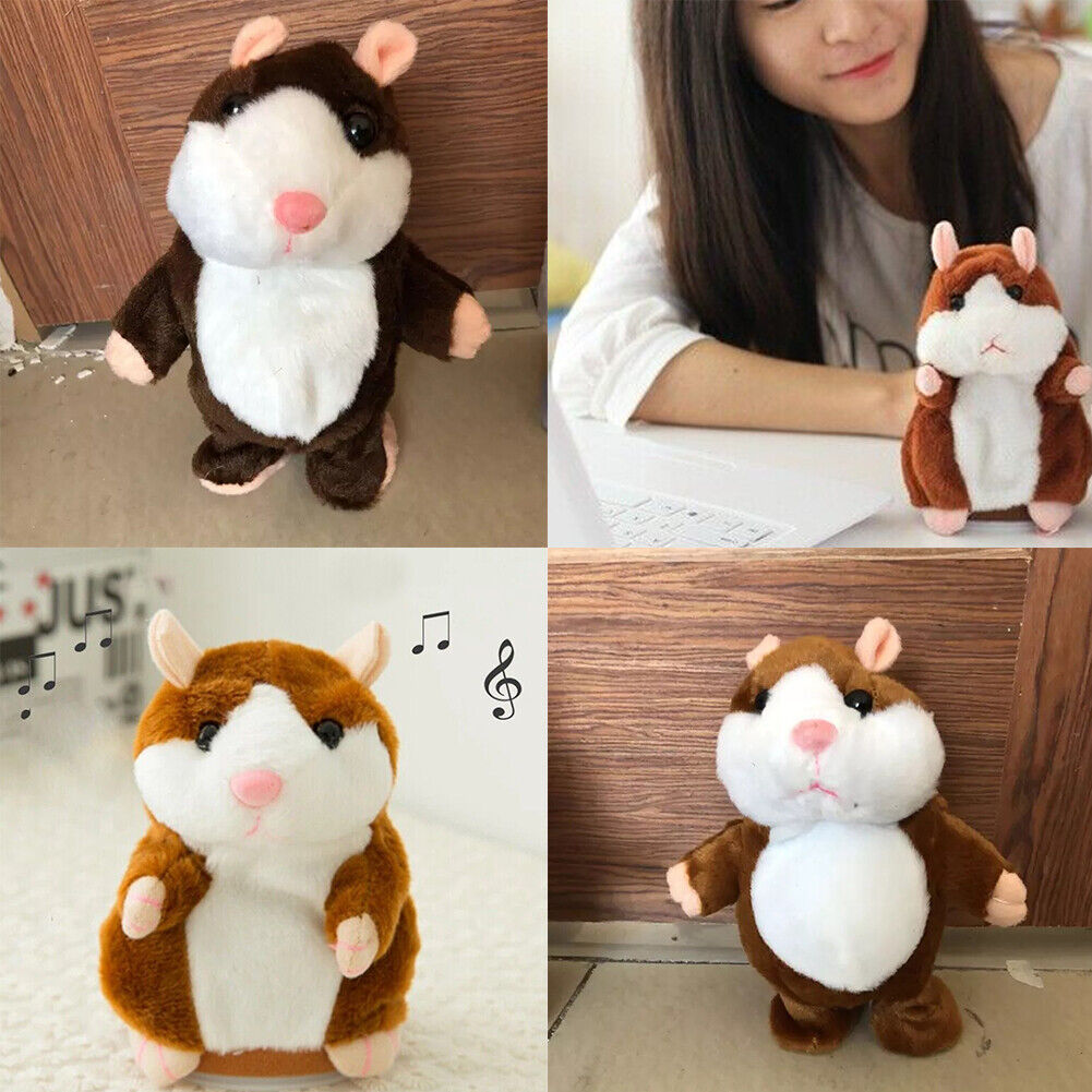 US 1-2 Pack Talking Speaking Hamster Plush Toy Voice Repeating Sound Record Gift