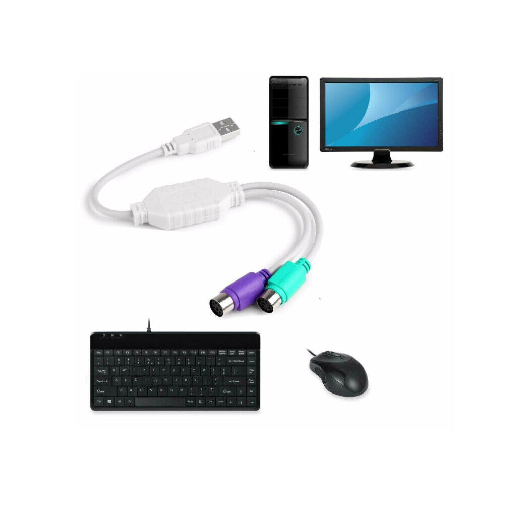 US 2-4 Pack Dual PS/2 Female to USB Adapter Mouse Keyboard Male Cable Converter