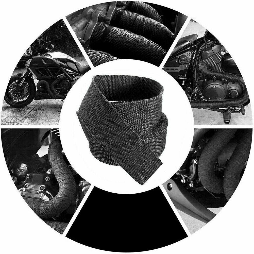 US 1-2Pc 32ft Titanium Header Turbo Pipe Manifold Exhaust Heat Wrap Tape 4 Ties