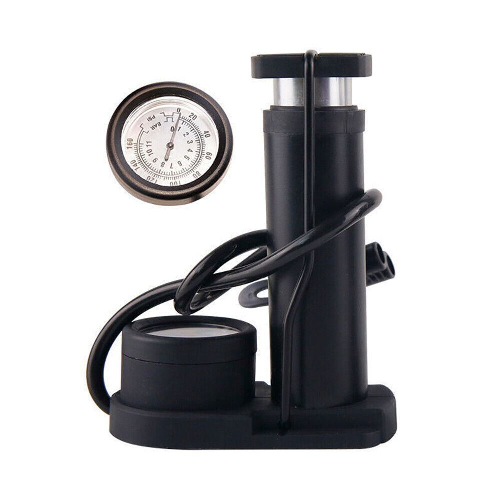 US 1-2Pc Bike Pump Mini Portable Motor Bicycle Foot Pump Pressure Gauge Tire Air