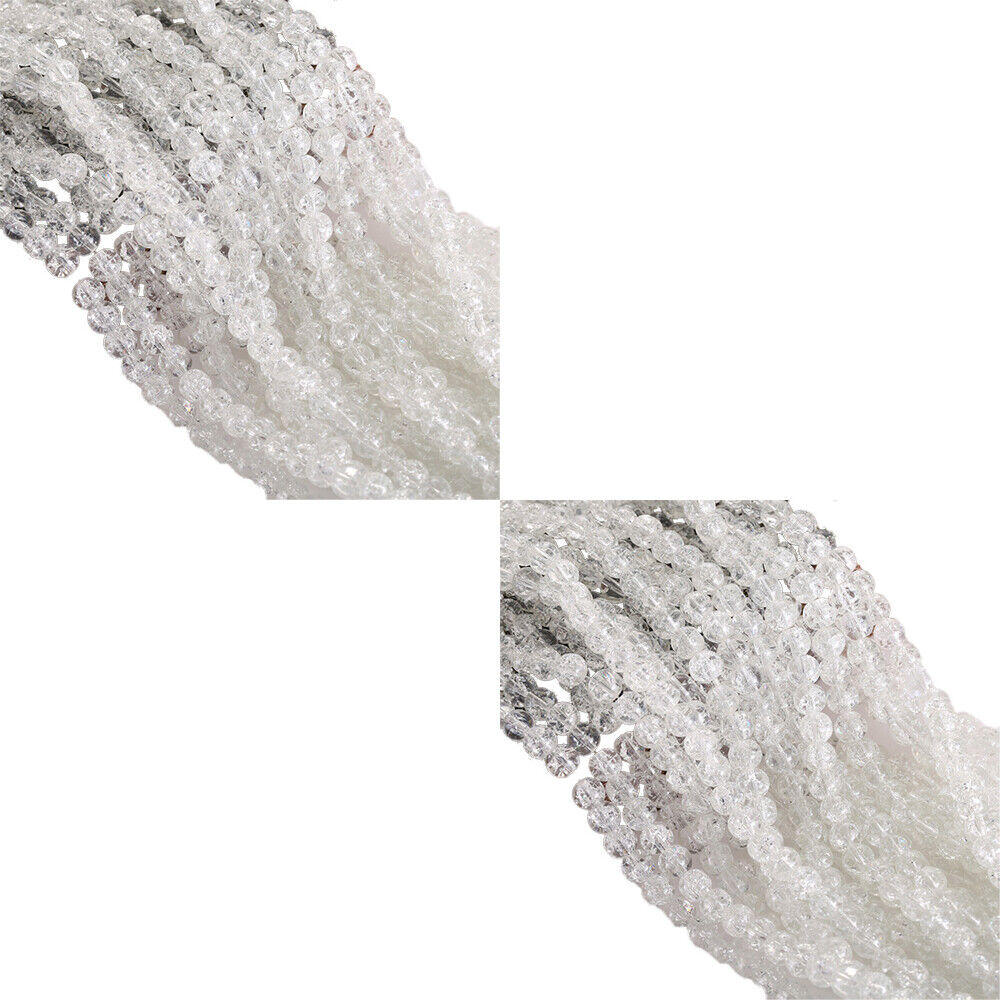 US 100-200 Pcs Crackle Glass Loose Bead Jewelry Making Crafts Bracelet Necklace