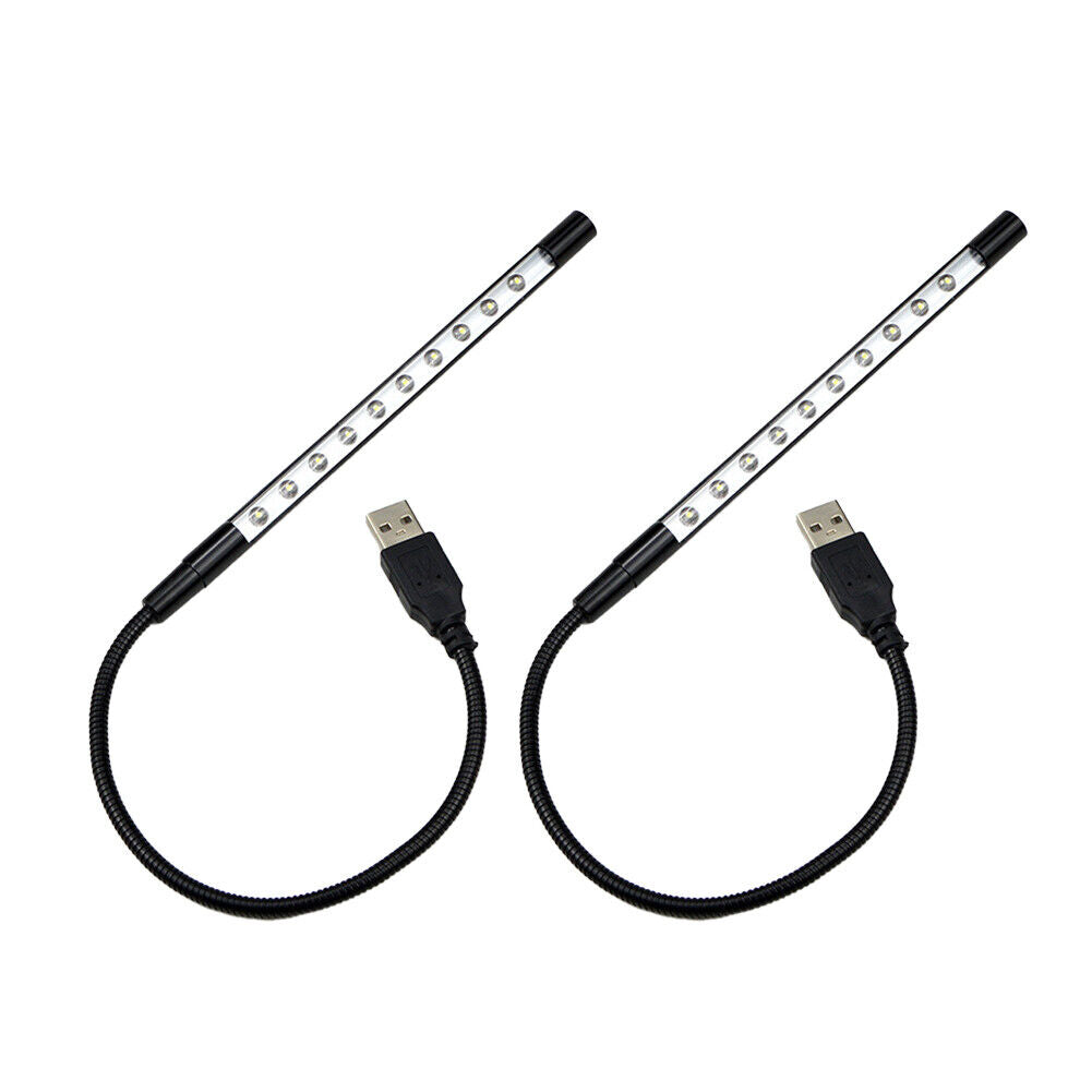 US 2-4 Pack Portable 10-LED USB Light Flexible Lamp Reading Notebook Laptop Plug