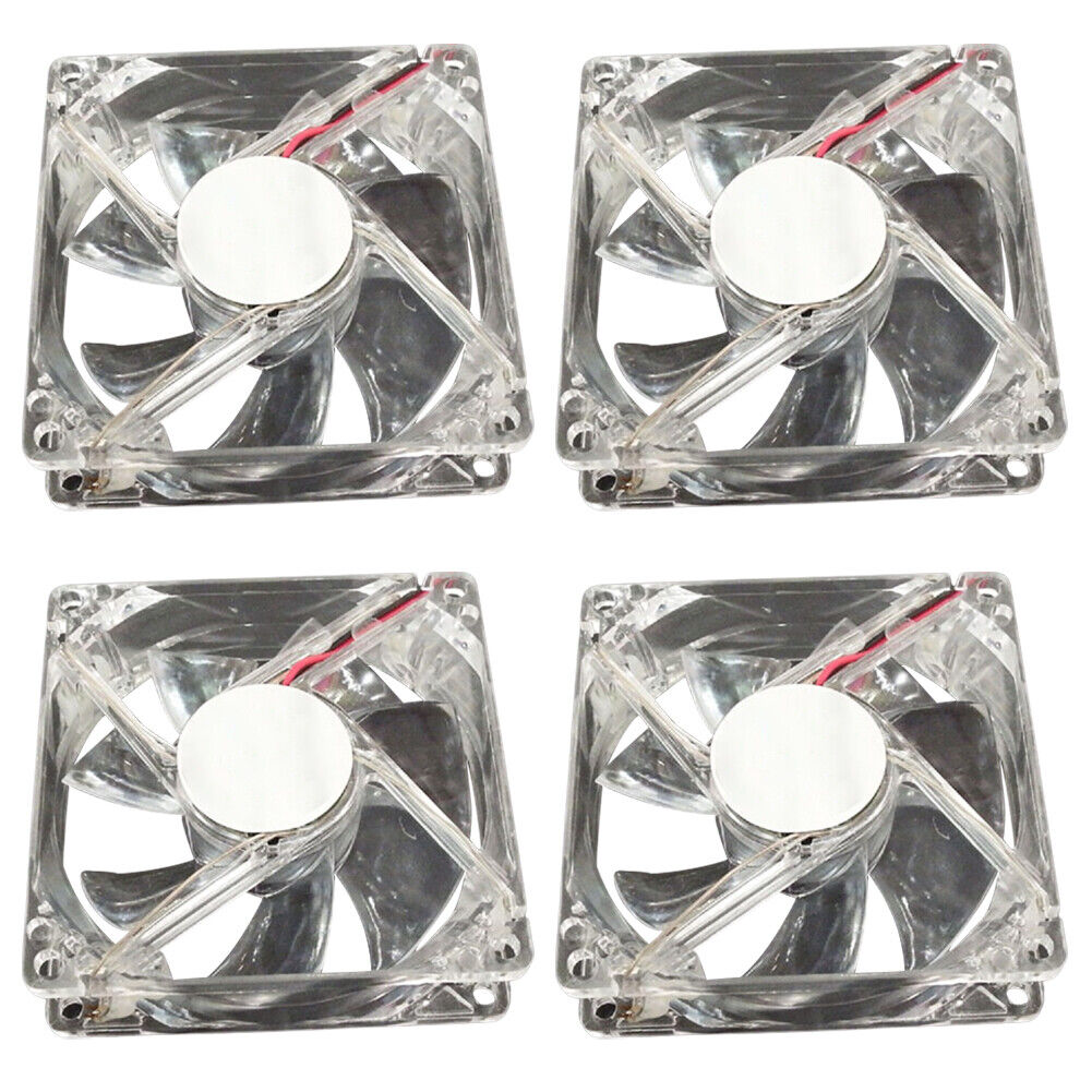 US 2-4 80mm Computer PC Clear Case Cooling Fan With LED - Blue