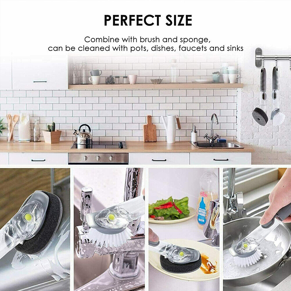 US 1~2Pc Kitchen Automatic Liquid Soap Dispensing Dish Brush Washing Bowl Sponge