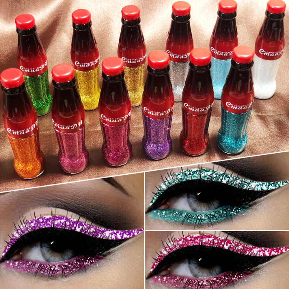 US 4-8 Pack Colorful GLITTER Liquid Eyeliner Set Matte UV Glow Neon Waterproof