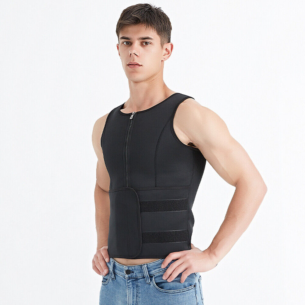 US Men's Sauna Thermo Sweat Waist Trainer Top Vest Suit Body Shaper Belt Corset