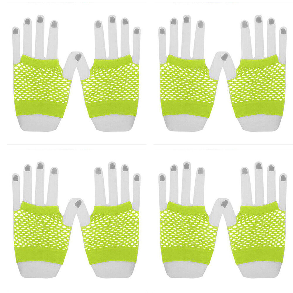 US 2~4 Pairs Women Short Fishnet Glove Sexy Gothic Party Mesh Fingerless Gloves