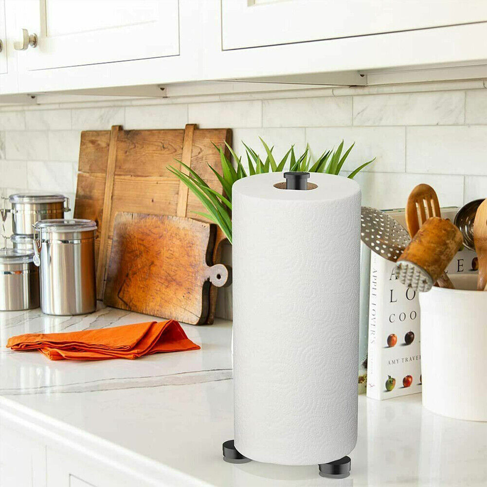 US 1-2 Pc Paper Towel Holder Free Standing Towel Roll Dispenser Kitchen Bathroom