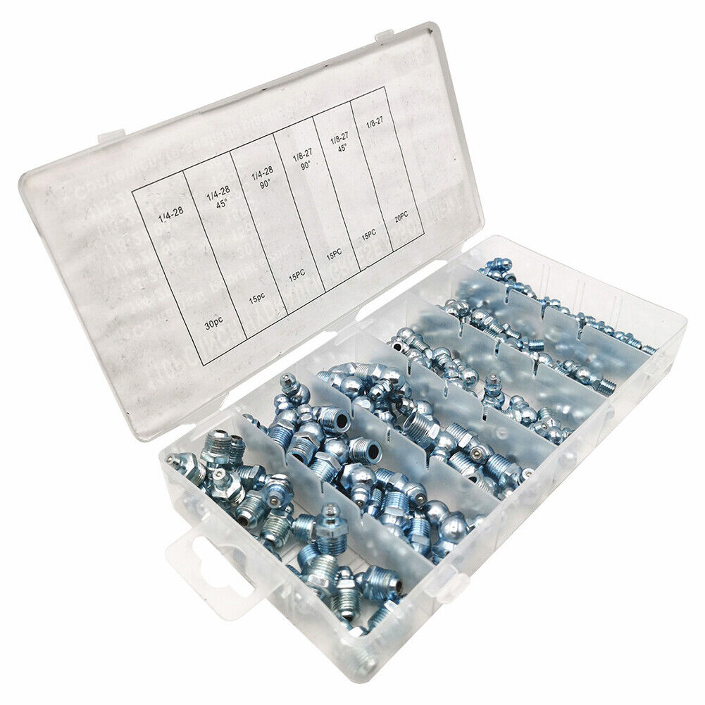 US 110pc SAE Hydraulic Librication Lube Grease Fittings Assortment Zerk Fitting