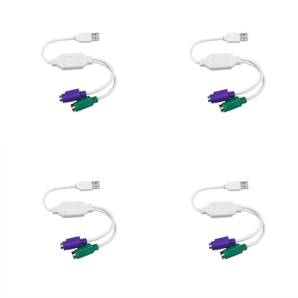 US 2-4 Pack Dual PS/2 Female to USB Adapter Mouse Keyboard Male Cable Converter