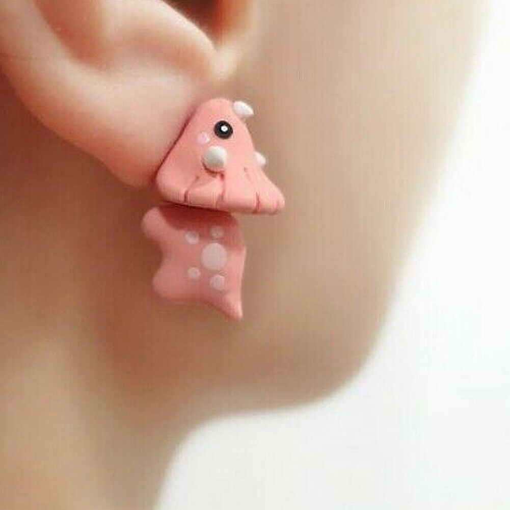 US 1~2 Pairs Cute Animal Bite-Earring Handmade Polymer Clay-Cute Stud Earrings
