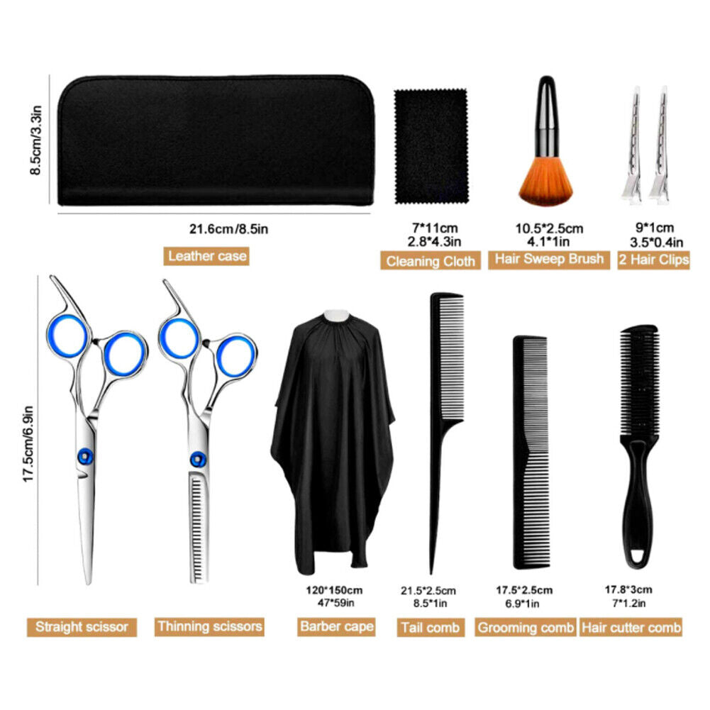 US 8-11 Pcs Set Stainless Steel Hairdressing Shear Professional Thinning Scissor
