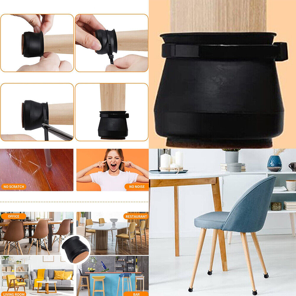 US 24-48 Pcs Furniture Protectors Silicone Chair Leg Caps Feet Cover Pads Table