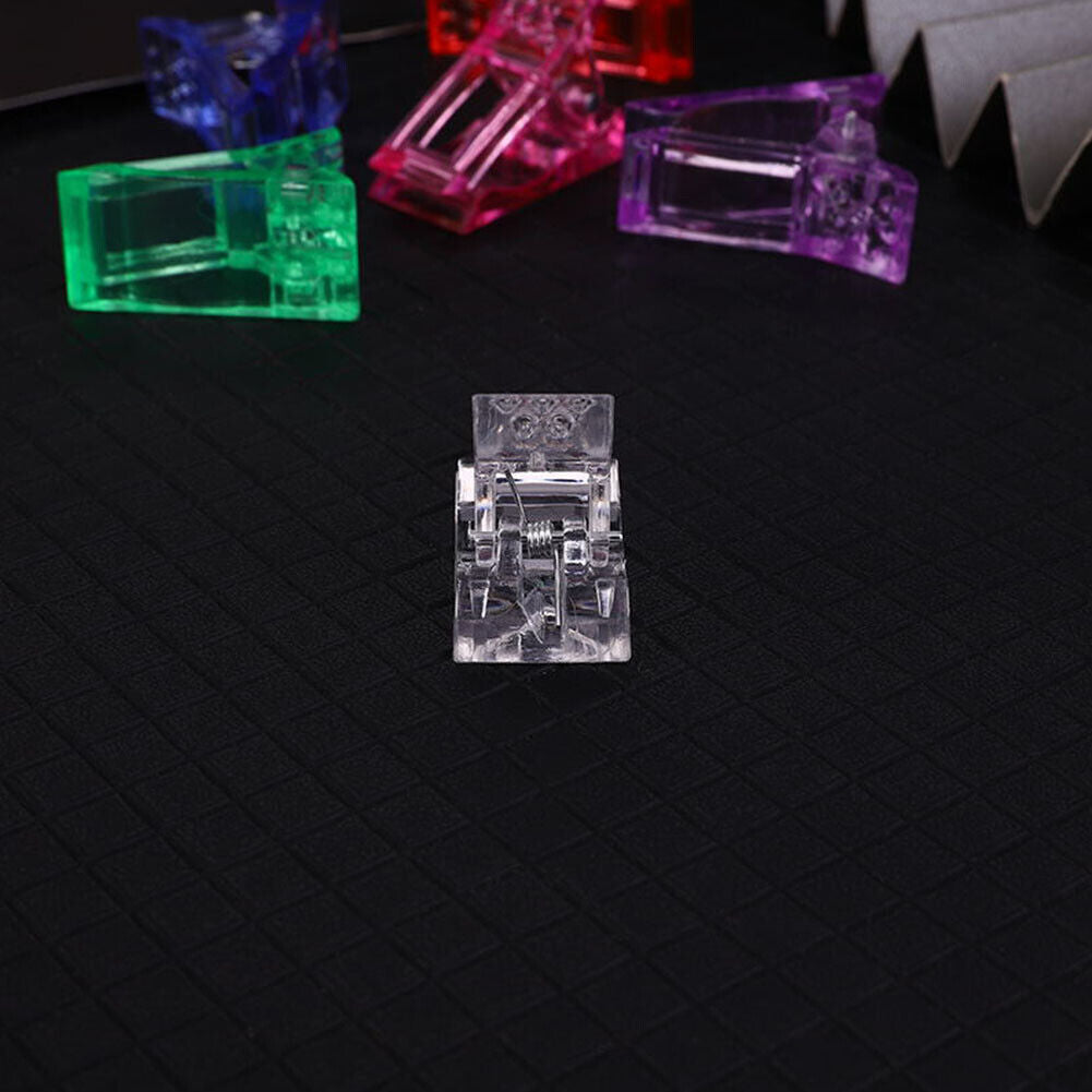 US 20-40 Pc Clear Poly Nail Gel Tips Clip for Quick Building Extension DIY Clamp
