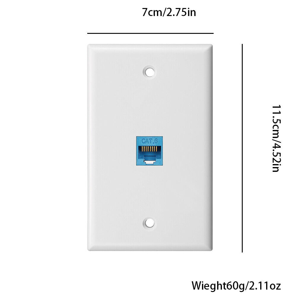 US 1-2 Pack Ethernet Wall Plate CAT6 1 Port Single Gang Keystone Coupler Network