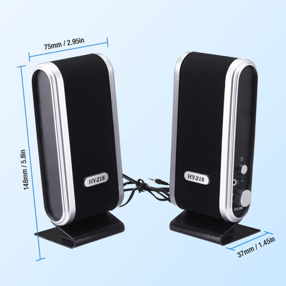US 1-2 Pc USB Power Stereo Speaker System 3.5mm Jack For Desktop Laptop Computer