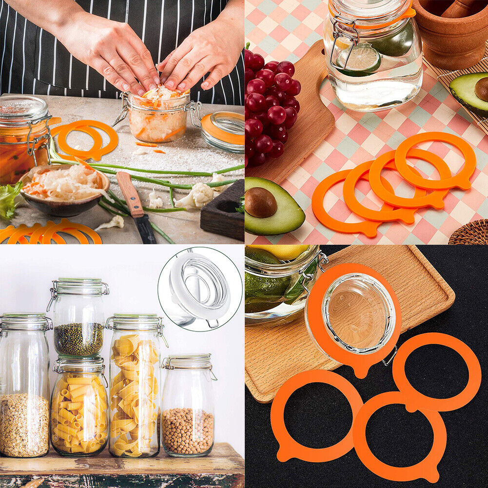 US 24-48 Pcs Silicone Jar Gasket Airtight Rubber Seals Rings For Mason Jar Lids