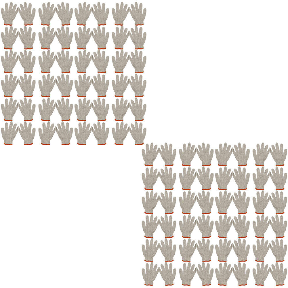 US 24-48 Pairs NATURAL WHITE STRING KNIT POLY COTTON WORK GLOVES Ultralight