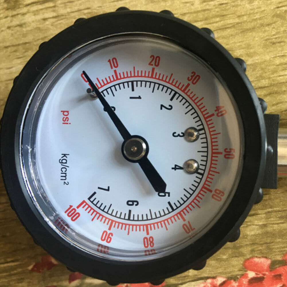 US Premium Flexible Hose Truck Car Tire Pressure Gauge 0-100 PSI Air Meter Teste