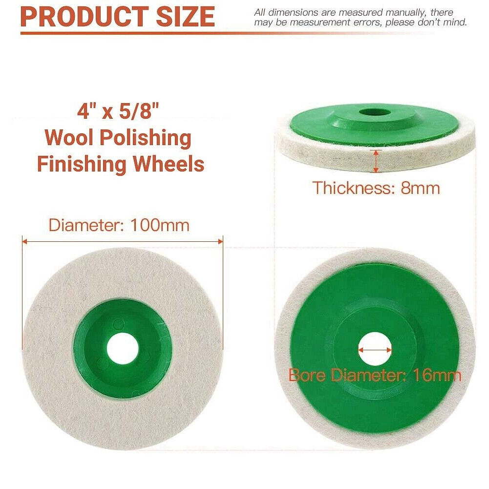 US 10~20 Pack 4'' Wool Finishing Polishing Wheel Disc Buffing Pads Angle Grinder
