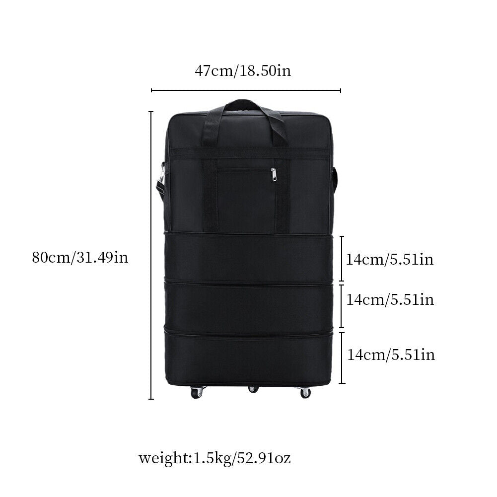US 3-Layers Expandable Duffel Bag Suitcase Collapsible Rolling Wheeled Luggage