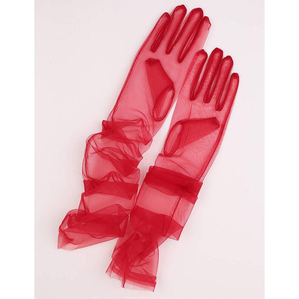 US 1~2 Paris 27'' Wedding Bridal Prom Sheer Tulle Long Elbow Gloves Party Opera