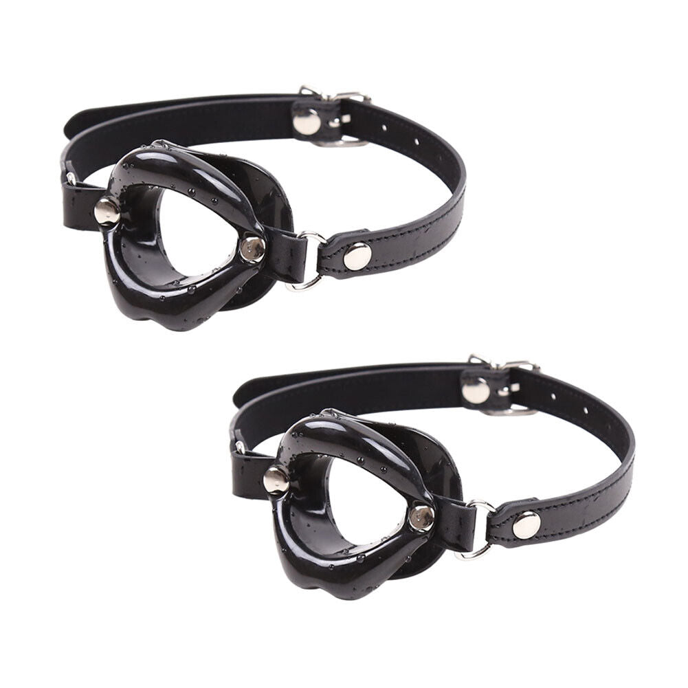 US Lips Shaped Opening O Ring Mouth Gag Silicone Buckle Leather Belt Strap BDSM