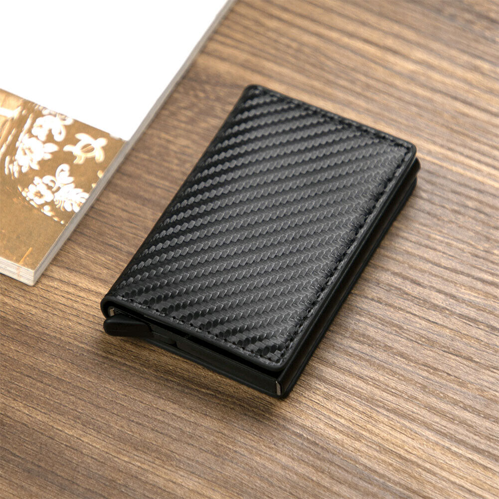 US 1-2 Pcs RFID Blocking Tactical Carbon Fiber Wallet ID Credit Card Holder Men