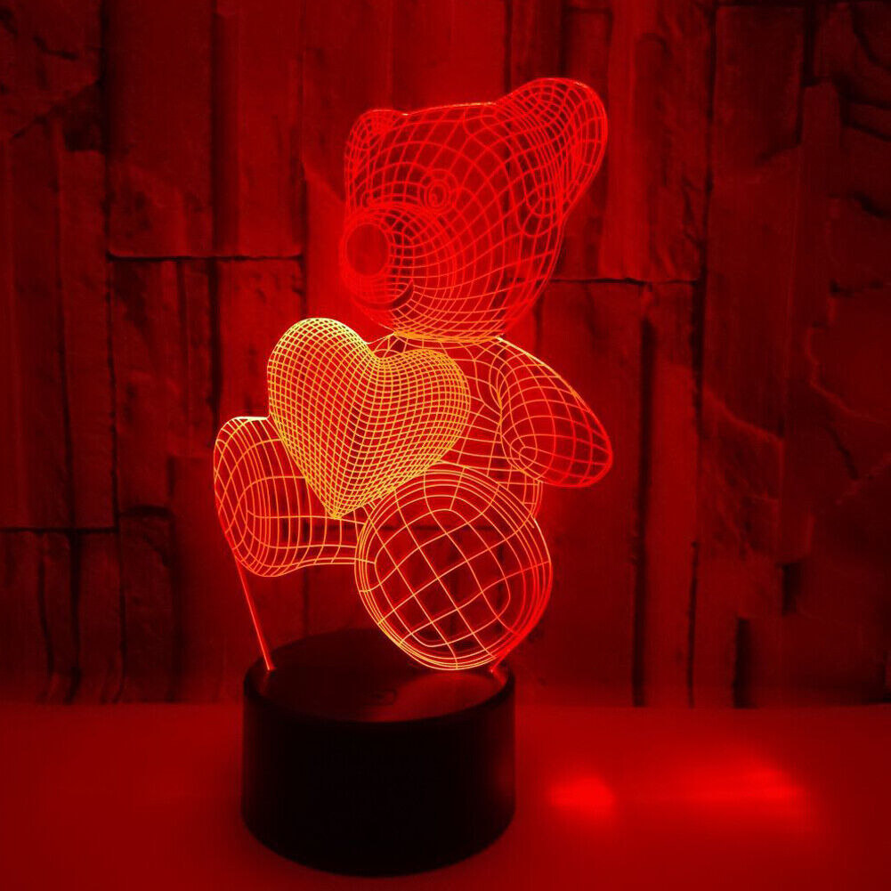 US 1-2 Pack Love Birthday Teddy Bear Thanksgiving Christmas Wife Gifts LED Light