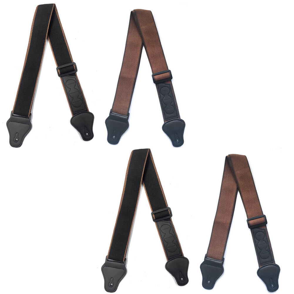 US 2-4 Pcs Adjustable Soft Guitar Strap Nylon Pick Electric Guitar Bass Holder