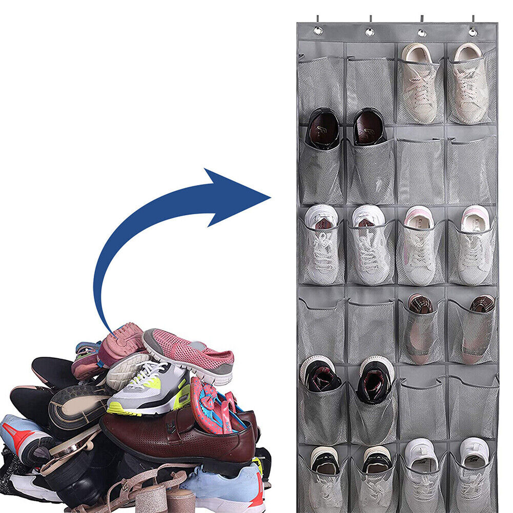US 28 Pockets Over The Door Shoe Organizers Hanging Flip Flops Bedroom Fashion